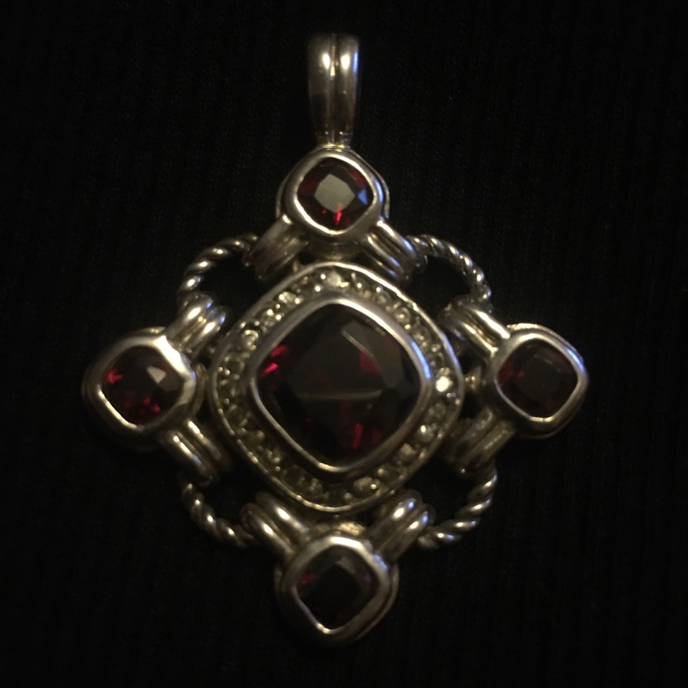 Silver, garnet pendant, worn a couple of times.